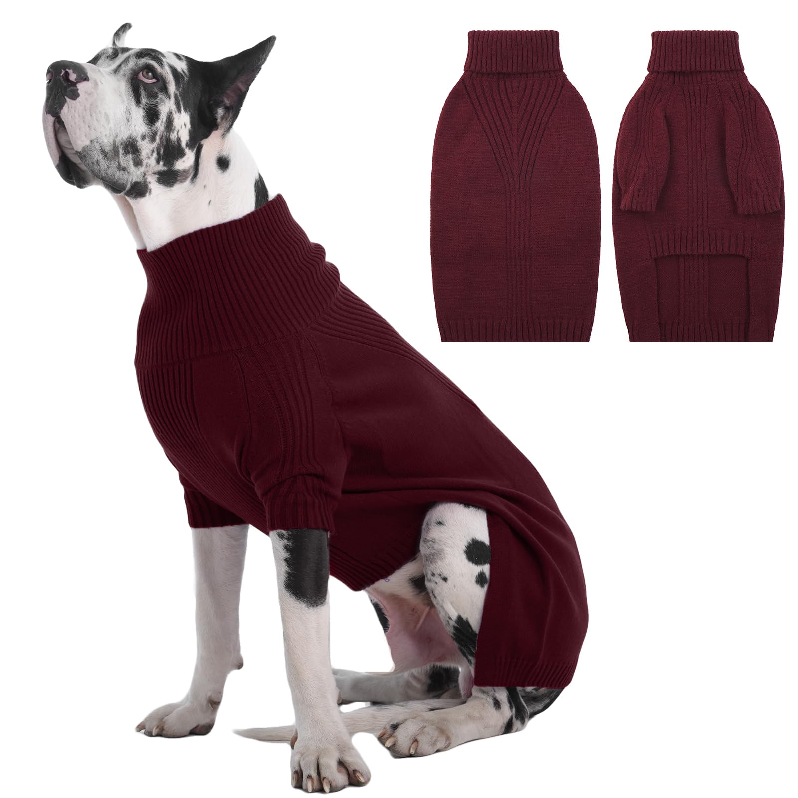 IECOii Extra Large Dog Jumper - Warm Turtleneck Sweater for Winter, Christmas & New Year