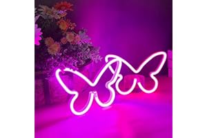 BERNICEKELLY 2 Pieces Butterfly Neon Sign, LED Light for Bedroom Wall Decor, USB/Battery Powered Night Light for Kids Room, Girls Home, Wedding, Birthday Party Art Decorations