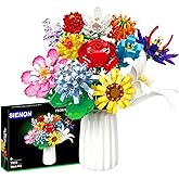 SIENON Flower Bouquet Building Blocks Set-1064PCS, 12 Kinds of Flowers Botanical Collection, Assorted Flowers Brick Toys Creative Project for Home Room Decoration Valentines’ Day Christmas Birthday