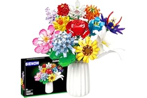 SIENON Flower Bouquet Building Set-1064 PCS 12 Kinds of Flowers Botanical Collection, Building Blocks Flower Brick Toys Creative Project for Home Room Décor Valentines’ Day Christmas Birthday