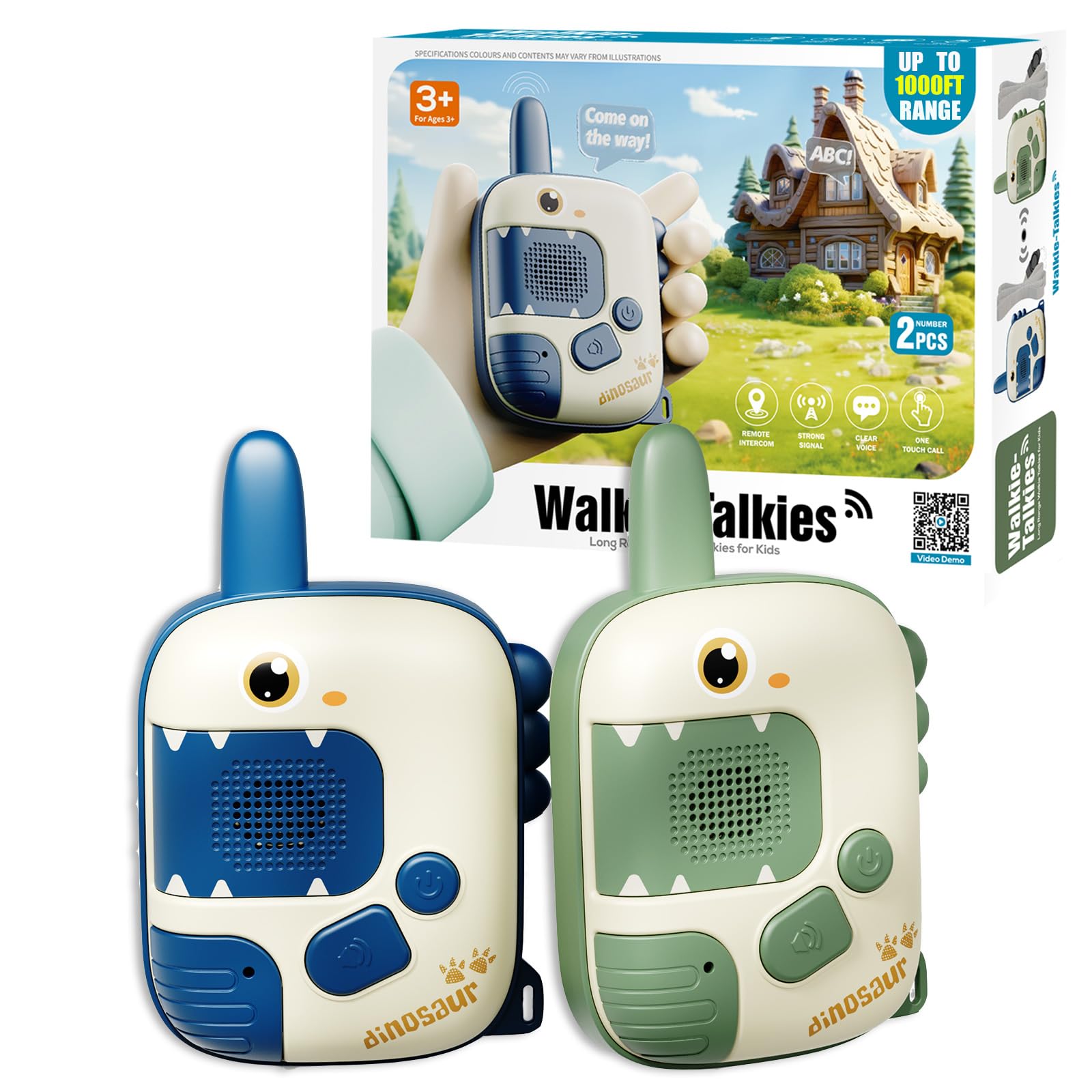 DQMOON Walkie Talkie Kids, Toys for 3-9 Year Old Boys Gifts Dinosaur Toys for Boys Age 4 5 6 Walkie Talkie for Kids Toys Age 3 4 5 Birthday Xmas Gifts Outdoor Sensory Toys Camping Accessories Dinosaur