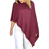 GORGLITTER Women's Sheer Poncho Shawl Boat Neck Bat Wing Knit Tops Crochet Cover Up Lightweight Sweater Spring Outfits 2026