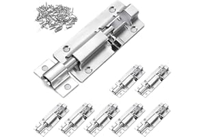ASZUNE 8Pack Door Latch Lock Barrel Bolt 3 Inch,Stainless Steel Slide Gate Latches Security with Padlock Hole, Silver
