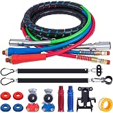 CheeMuii 12FT Semi Truck Air Lines Kit Red&amp;Blue Air Hose for Truck Trailer | 3-in-1 Semi Truck Air Hoses &amp; 7 Way Trailer Cord with Glad Hands, handles, Holder, Seals &amp; 2PCS 16" Single Tender Spring Kit