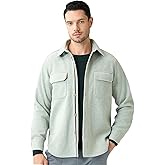 Hudson Wellesley Mens Shirt Jacket Brushed Casual Shacket with Two Pockets Long Sleeve Button Up Overshirt