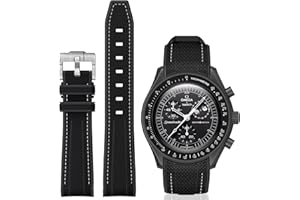 BONACE Bands for Moonswatch Watch,Curved SIlicone Strap Compatible with Omega X Swatch 20mm Watch,Swatch Omega Moonswatch Speedmaster Replacement No Gap Strap Men Women