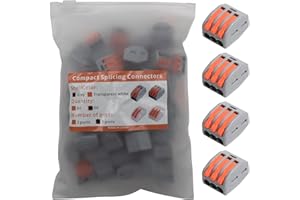 YQSIYU Electric Connectors for Wiring, 28-12AWG 3 Port Lever-Type Wire Connector, Wire Connectors for Stranded Solid and Flexible Wires, 50 Pack