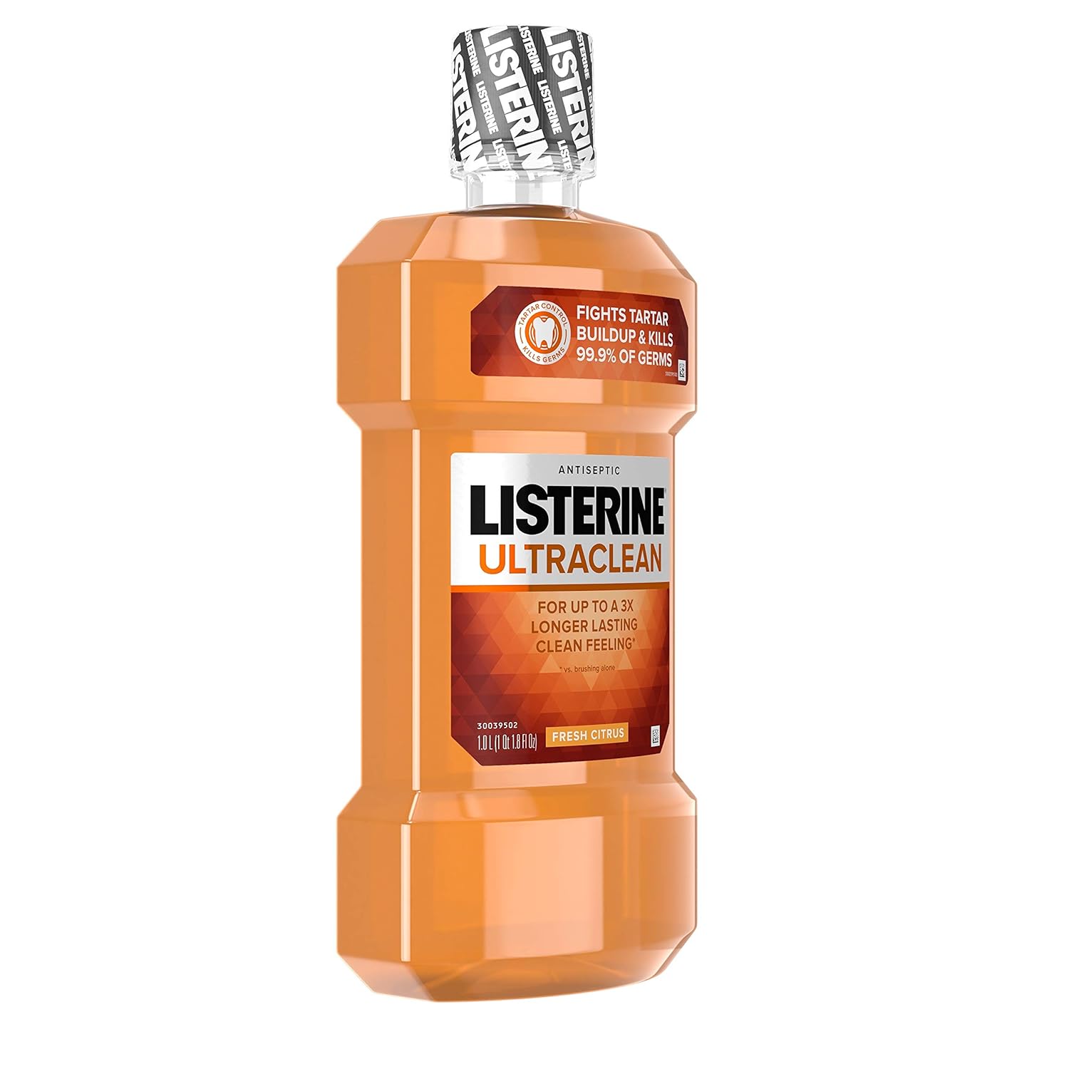 Listerine Ultraclean Oral Care Antiseptic Mouthwash with Everfresh Technology to Help Fight Bad Breath, Gingivitis, Plaque and Tartar, Fresh Citrus, 1 l : Beauty