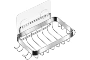 ROLEADER Shower Wall Soap Dish Holder: Wall Mounted Draining Soap Razor Saver for Bathroom Tile - Rectangle Bar Soapdish with Perforation - Replacement for Suction
