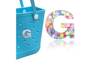 HLUWA Letter Charms for Bogg and Simply Southern Bags - Alphabet Sequin Lettering Accessories, Insert Decorative Letters for Handbag, Beach Tote