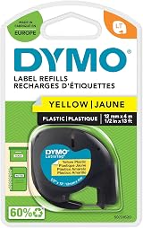 Dymo LetraTag Plastic Labels 12 mm x 4 m Black on Yellow Multipurpose view 1