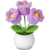Vbepos Crochet Flowers Bouquet for Home Office Desk Decorations, Mothers Day Mom Gifts for Women Her Teacher Coworkers Mom Sister Friends, Purple