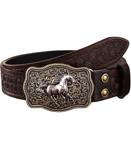 Verdusa Women's Vintage Western Leather Buckle Belt Coffee Brown