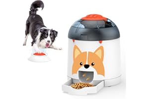 Potaroma Dog Puzzle Feeder Toy, Interactive IQ Training, Electronic Treat Dispenser, Automatic Rechargeable with Remote for Food Dispensing, All Breeds, 280ml Capacity