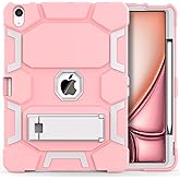 CCMAO for iPad Air 13 Inch Case (2025/2024), iPad Air 13 M3/M2 Case with Pencil Holder and Stand, Fully Supports Pencil Pro/USB-C, Heavy Duty Shockproof Protective Cover, Rose Gold+Gray