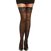 Dreamgirl Women's Sheer Thigh High Stockings with Silicone Lace Top