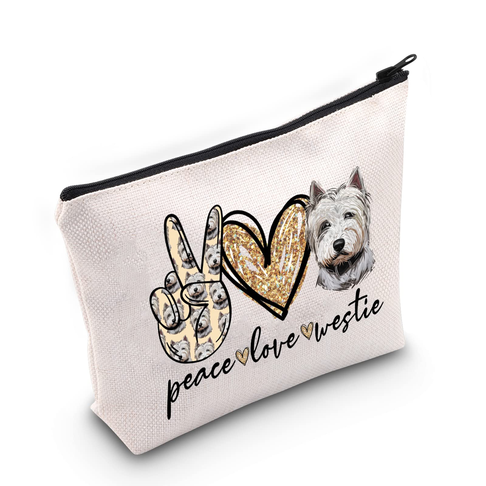 WZMPA Westie Makeup Bag, Peace Westie, Fit for Travel/On-the-go Makeup Storage
