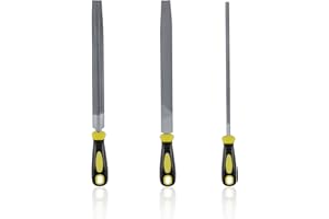 CMENINCY 8 Inch Metal File Set, 3 Piece, Carbon Steel File Double Cut, Includes Round/Half-Round/Flat for Metalworking and Wood