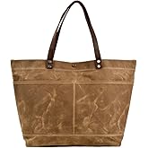 WUDON Waxed Canvas Travel Tote Bag - Extra Large Carryall Shoulder Bag for Women | Travel, Extra Large, Carryall