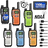 Walkie Talkies Long Range for Adults,Rechargeable Walkie Talkies 22 FRS NOAA Family Walky Talky Two Way Radio Walkie Talkie 1500mAh Battery VOX Flashlight Type-C Charger for Camping Hiking,6Pack