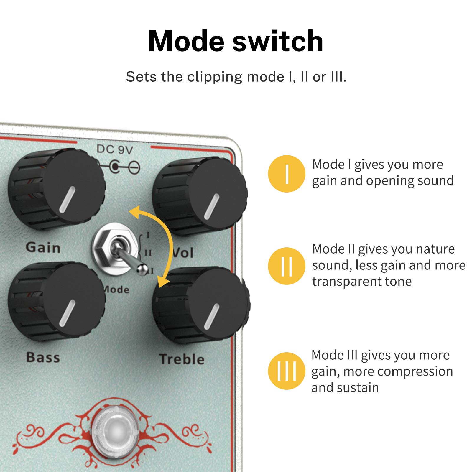 Donner Dumbal Drive Overdrive Pedal for Electric Guitar - Dumble Style With 2 Band EQ Boost Effect, Pure Analog True Bypass