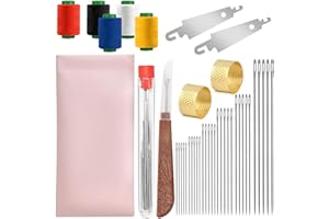 42Pcs Big Eye Steel Sewing Needles Thread Kit, Include 30 Steel Needles, 1 Seam Sewing Thread Ripper, 2 Needle Threaders, 5 T