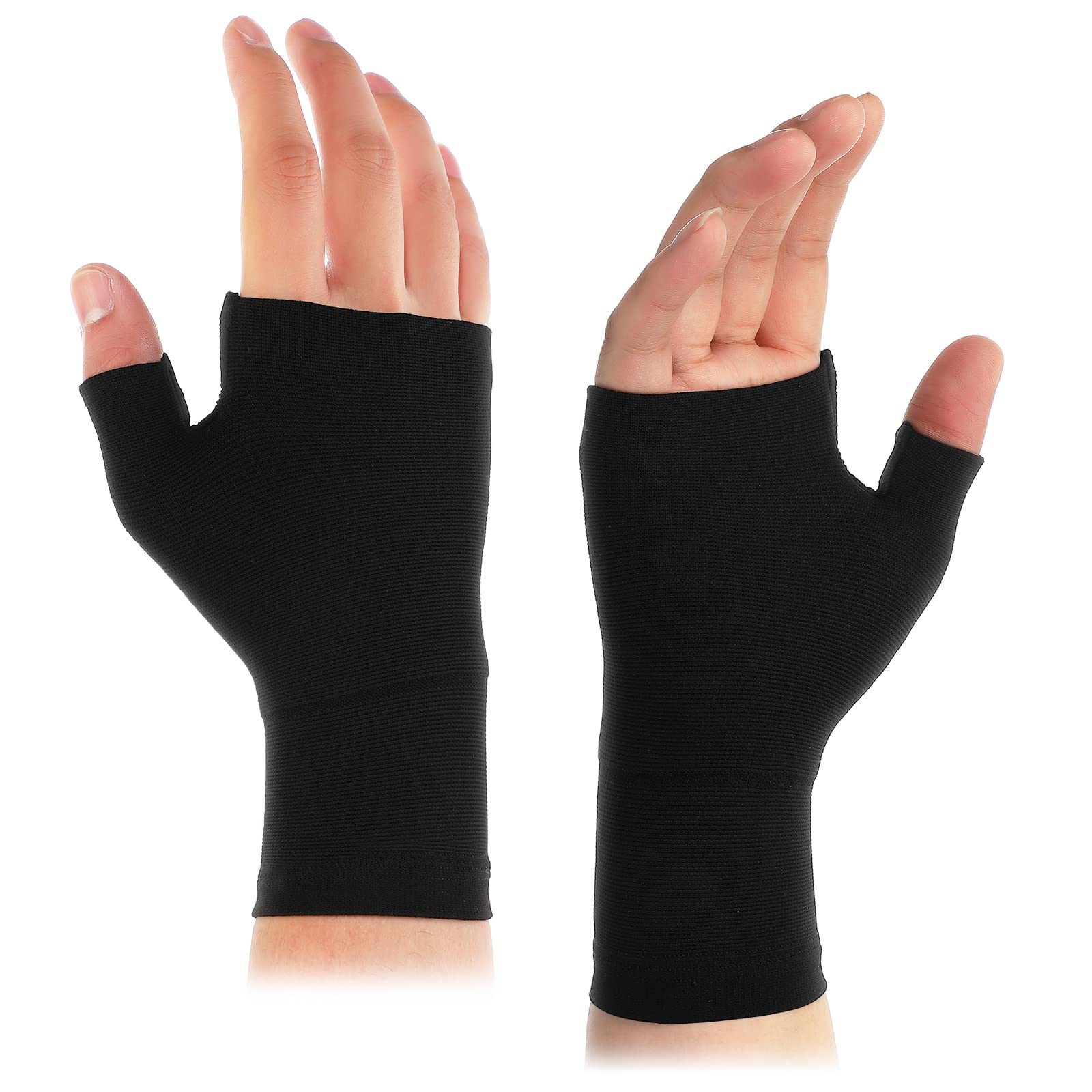 Geyoga 2 Pcs Compression Wrist Support Thumb Wrist Splint Breathable Wrist and Thumb Support Elastic Wrist Brace Hand Supports for Women Men Sports(Large,Black) — image 1