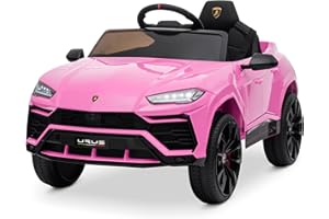 Kidzone Ride On Car 12V Lamborghini Urus Kids Electric Vehicle Toy w/Parent Remote Control, Horn, Radio, Port, AUX, Spring Suspension, Opening Door, LED Light - Pink