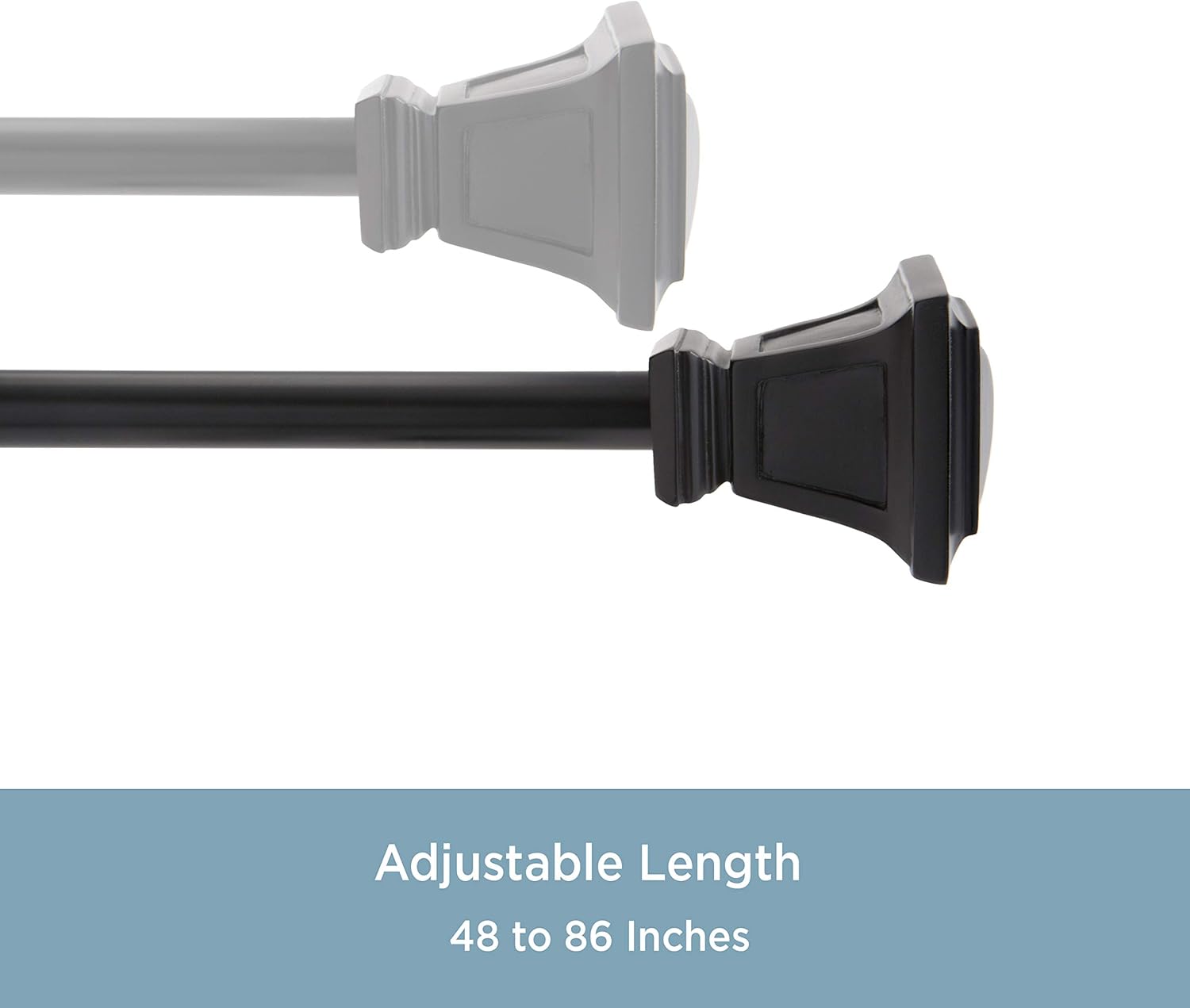 Kenney KN75796V1 Seville Standard Decorative Window Curtain Rod, 48-86", Matte Black: Home & Kitchen