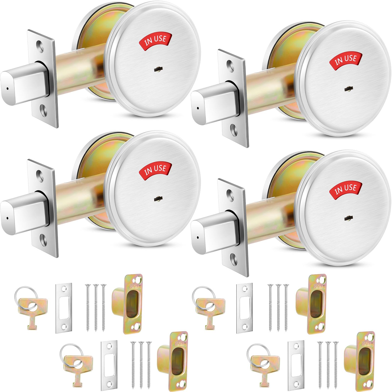 Photo 1 of Tandefio Vacant Occupied Bathroom Lock, Deadbolt with Occupancy Indicator, 304 Stainless Steel Lock Indicator for Commercial Restroom Fit Door Thickness from 1 3/8" to 2", Satin Chrome(Silver,1 Pcs)