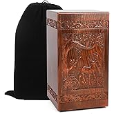 NowDoWin Deer Urns for Human Ashes Adult Male Large, Wooden Urn for Ashes Adult Male (Deer Urn, 300LBS Capacity)