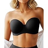 Popilush Strapless Bras for Women Push Up Underwire Bra with Detachable Straps Multiway Bralette