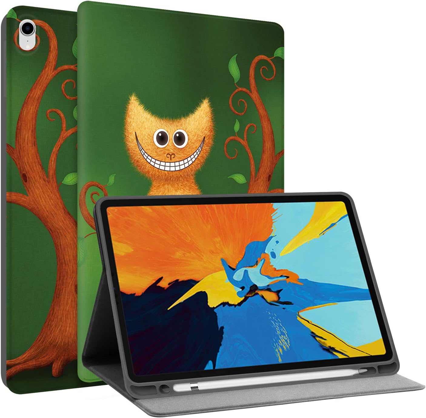 Huasiru Painting Case for iPad Pro 11" 1st Gen (Old Model) 2018 Released Only - Slim Lightweight Folio Stand Soft TPU Back Cover with Built-in Pencil Holder, Auto Wake/Sleep, Kitten