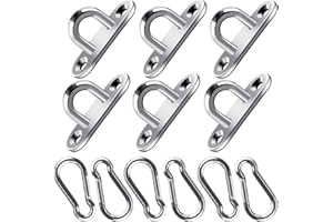 12 Pieces Stainless Steel Oblong Pad Eye Plates and Snap Clips Heavy Duty Eye Plate Hook and Stainless Steel Spring Clip Snap