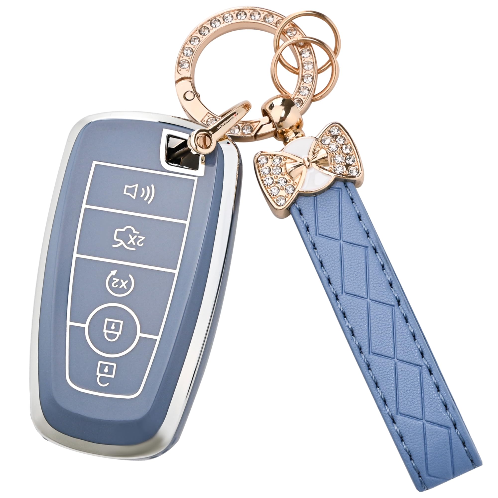 Photo 1 of ***MISSING COVER*** JAMCARI for Ford Key Fob Cover with Keychain, Soft TPU Key Case Shell for F150 F250 F350 Mustang Bronco Explorer Escape Edge Expedition Maverick Ranger Lincoln Smart Remote Key(Blue)