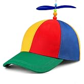 Rainbow Propeller Hat Helicopter Spinning Baseball Cap for Halloween Adults | Funny Crazy Hats, Spinning Propeller Top, One Size Fits Most, Clown Party Novelty Hat