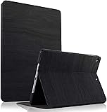 HBorna iPad 10.2 ケース 2019 手帳型 二つ折 防衝撃 オートスリープ iPad 7世代カバー （木の紋 ブラック)