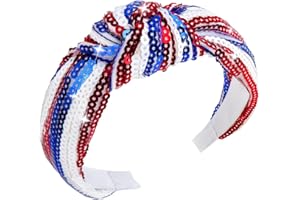 Lanmerry Knotted Headband for Women's Hair 4th of July Hair Accessories Thick Headbands Sequins Kids Headbands Hair Bands Sparkly Headbands Girls Fashion Gifts