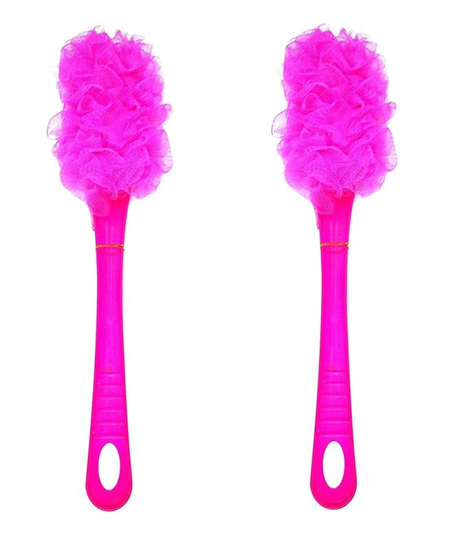NinjaClean Luxury Bathing Body Cleansing Sponge Loofah Back Scrubber with Handle Spa Beauty Bath Accessories for Men and Women (Pack of 2)