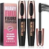 GAOSENLONK 2Pcs 4D Silk Fiber Lash Mascara, Long Lasting Eyelashes Mascara | Black Volume Lengthening and Thick, Waterproof &amp; Smudge-Proof, All Day Exquisitely Full