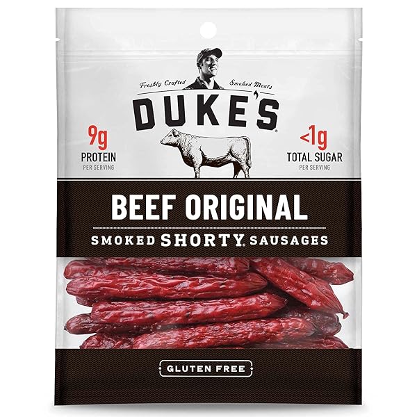 DUKE’S BEEF ORIGINAL SMOKED SHORTY SAUSAGES, 7G PROTEIN PER SERVING, GREAT FOR CHARCUTERIE BOARDS, 4 OZ.