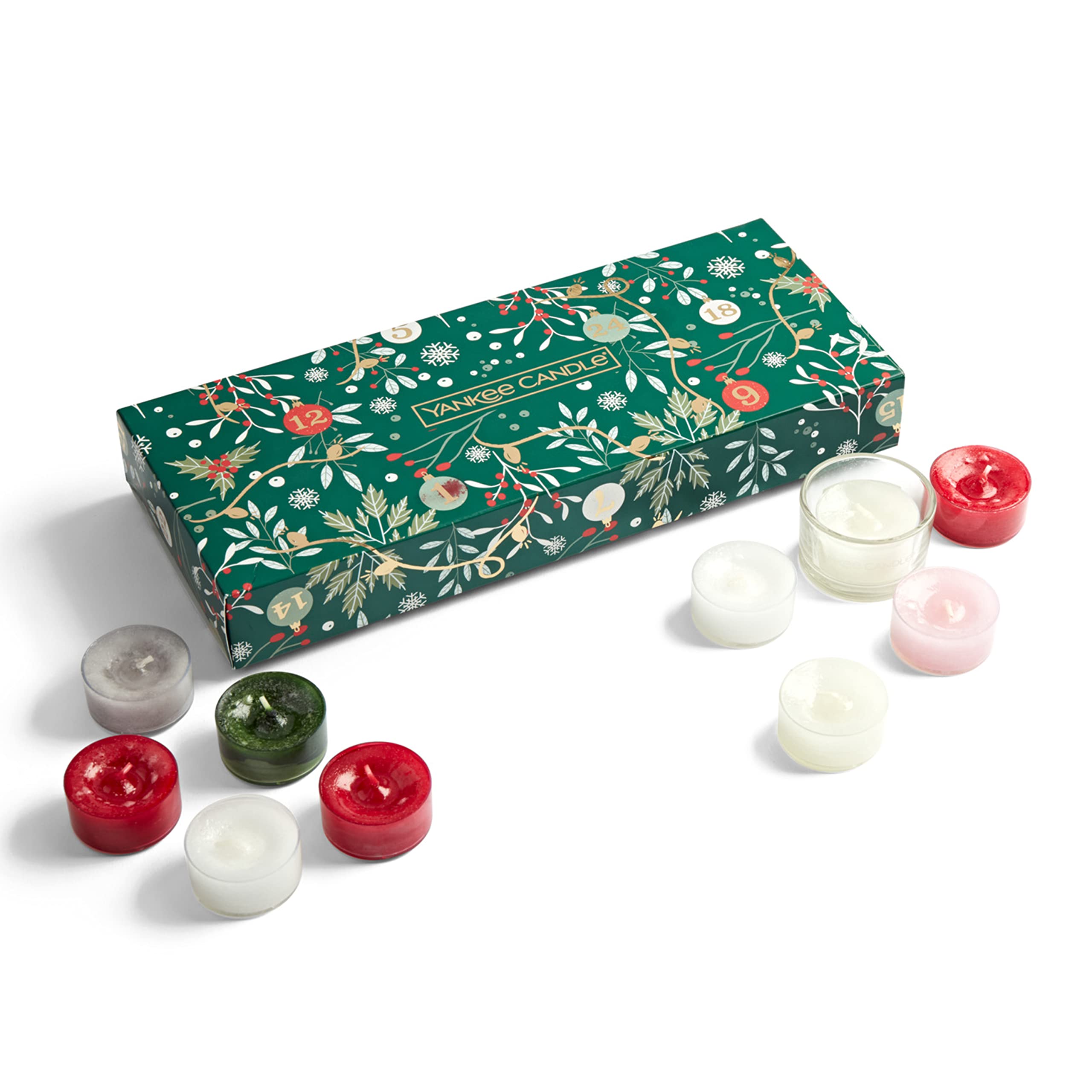 Yankee Candle Gift Set | 10 Scented Tea Lights & 1 Tea Light Holder | Countdown to Christmas Collection