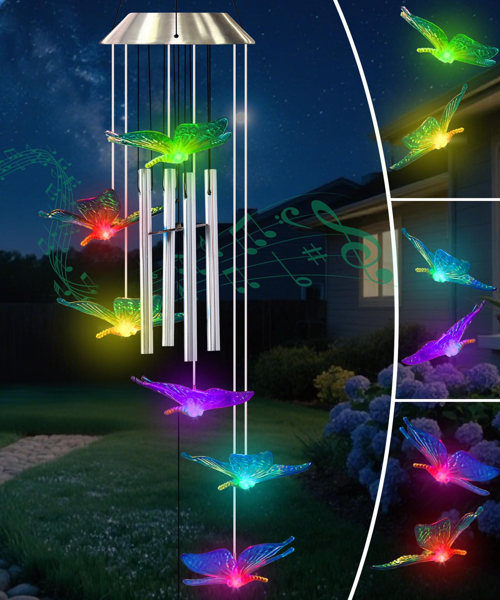 Photo 1 of Nacome Wind Chimes for Outside: Tubes Memorial Wind Bell Birthday Gifts for Mom Mother Grandma Women Christmas,Yard Garden Decor Indoor/Outdoor(Butterfly)