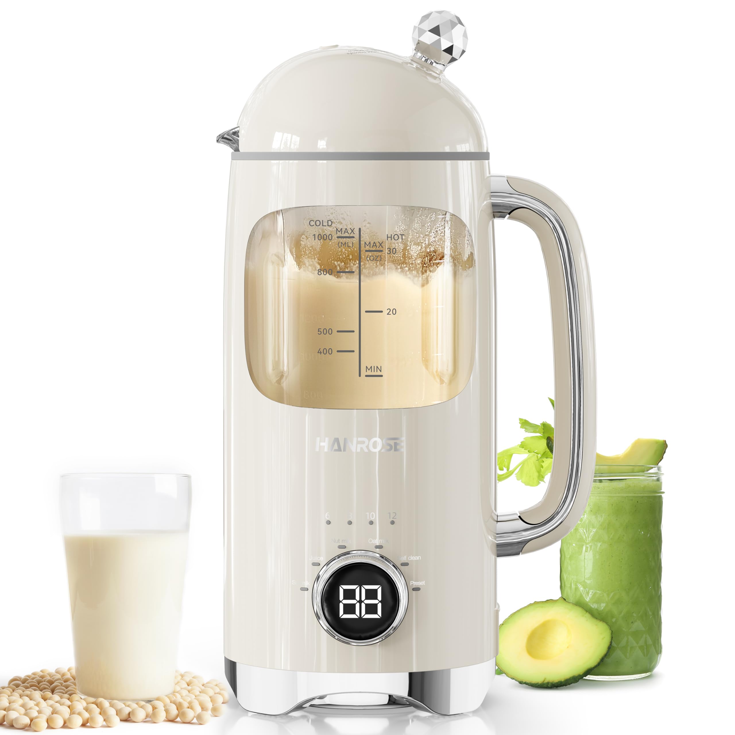 Photo 1 of 6-in-1 Upgraded 34oz Nut Milk Maker Machine with 8 Stainless Steel Blades, Automatic Plant-Based Milk Maker for Homemade Soy, Almond, Oat, Shakes & More, Keep Warm, Delay Timer & Self-Cleaning