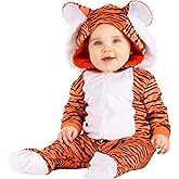 Cozy Tiger Costume for Infants with Hooded Jumpsuit and Attached Booties