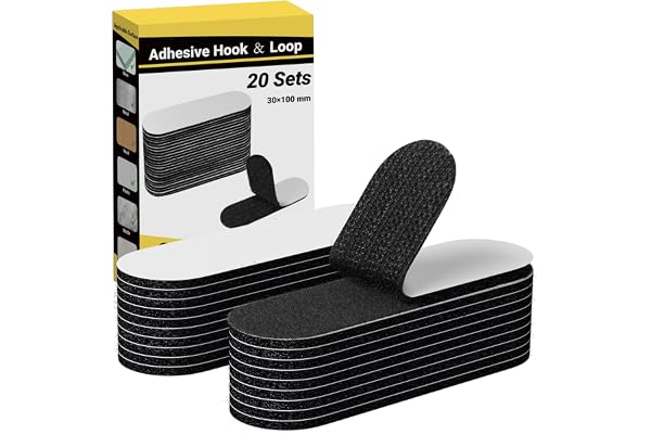 Ceecysaa 20 Sets Hook Loop Tape,1.2"x4" Hook Loop Strips with Adhesive | Heavy Duty, Strong Adhesive Mounting Tape for Pictur