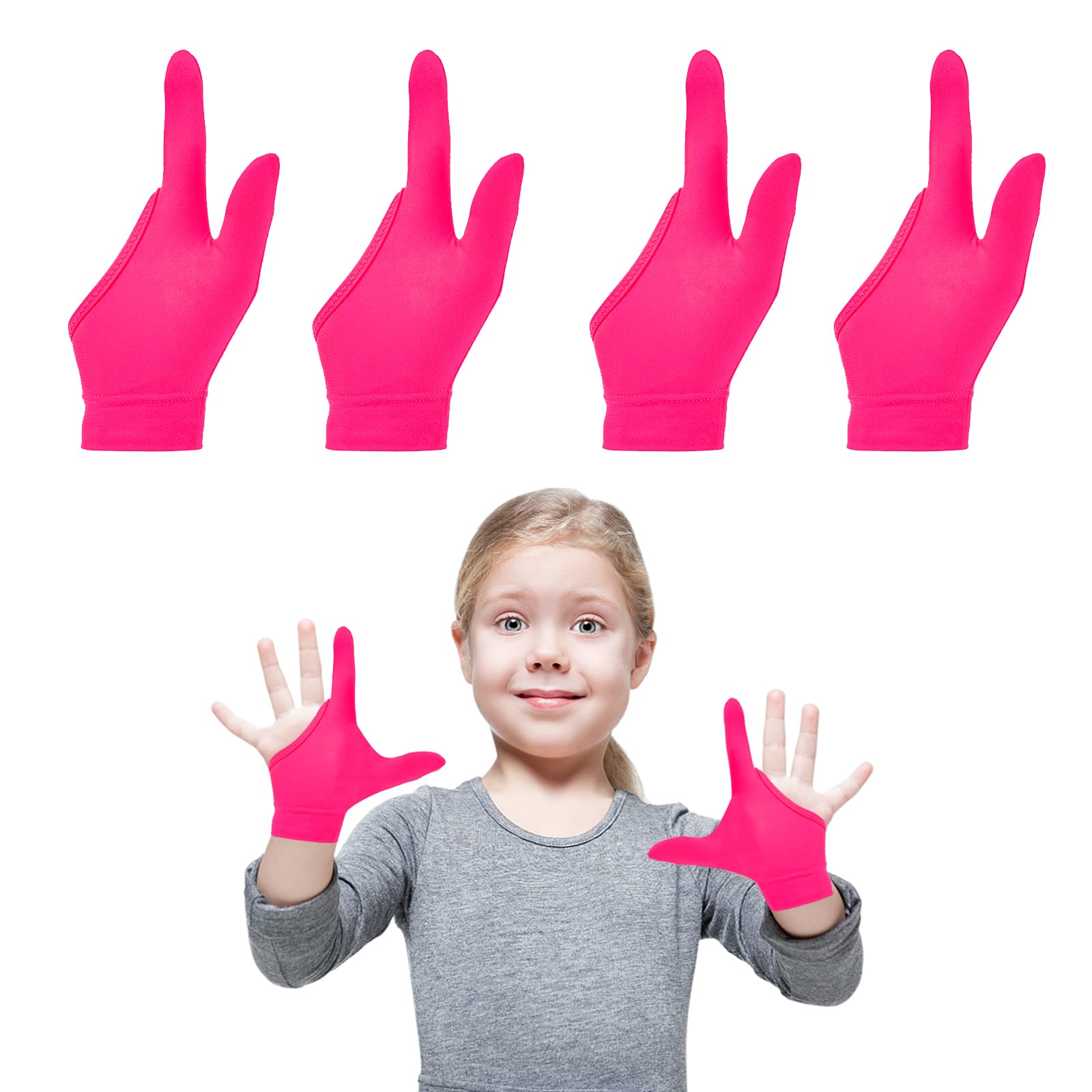 4 Pcs Thumb Sucking Guard Gloves,Kids Chewy Compression Glove,Kids Stop Thumb Sucking and Finger Biting for Ages 5-13 (Pink#2)