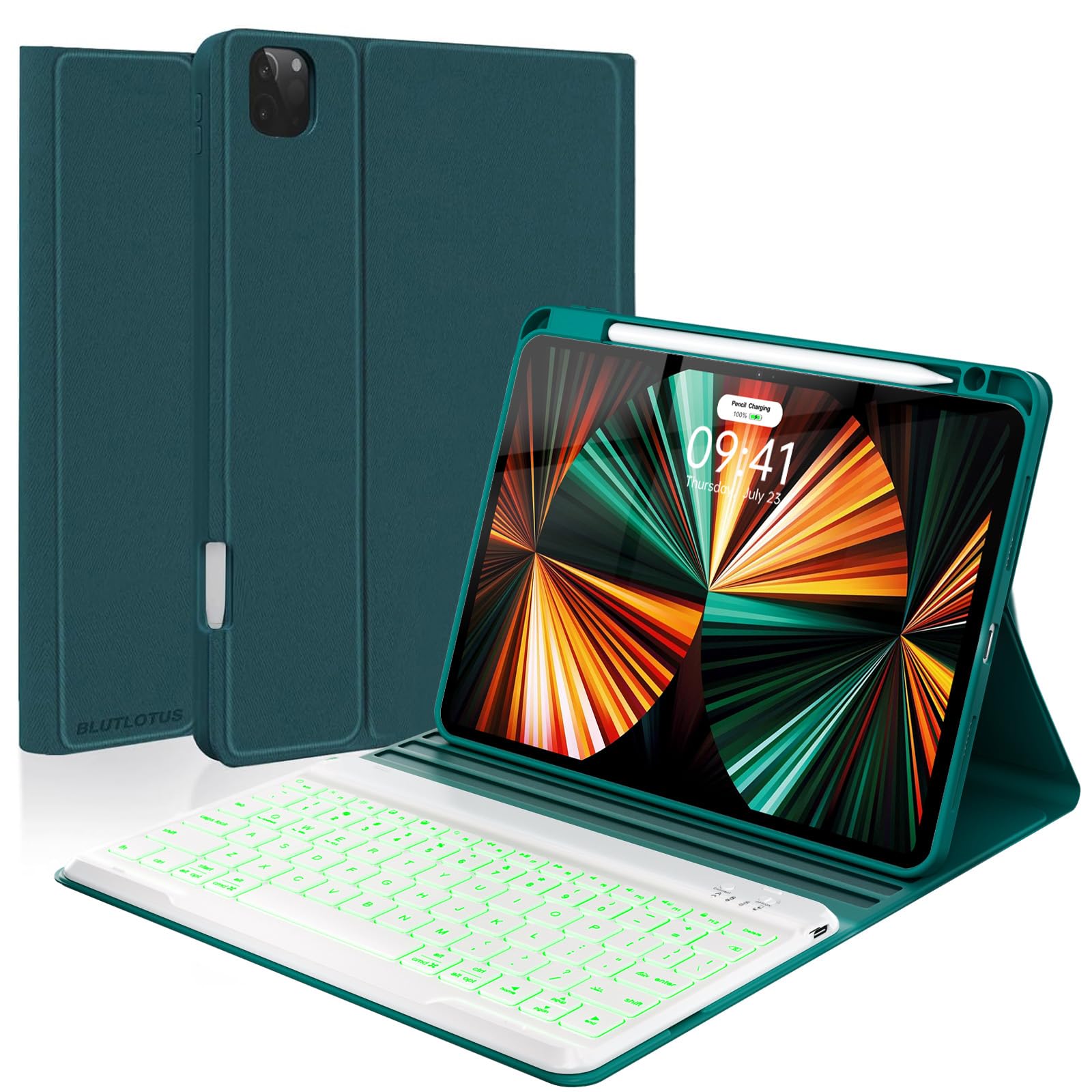 Photo 1 of Keyboard case for ipad Air 11 inch(M2 2024)/10.9 Inch Air 5th 4th Generation & iPad Pro 11 inch (1st/2nd/3rd/4th Gen)-Backlit Detachable Keyboard, Folio Cover with Upper Easily Pencil Holder-(Teal)
