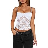 Women Lace Floral Cami Tank Top Spaghetti Strap Backless Camisole Y2k Sleeveless Slim Fit Going Out Top Shirt