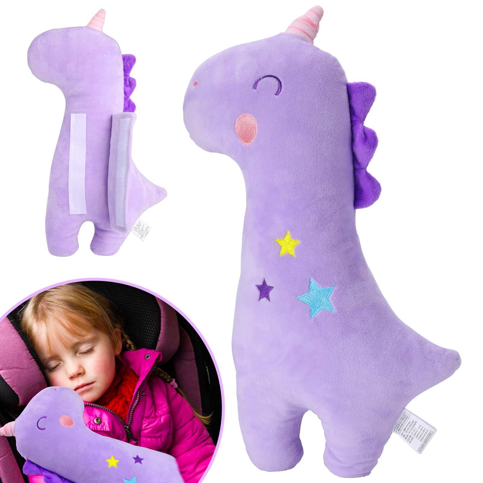 Pinkgarden Car Pillow for Kids, Seatbelt Pillow, Kids Car Seatbelt Covers Seat Strap Pillows for Toddler Head Rest Strap Cushion (Unicorn)